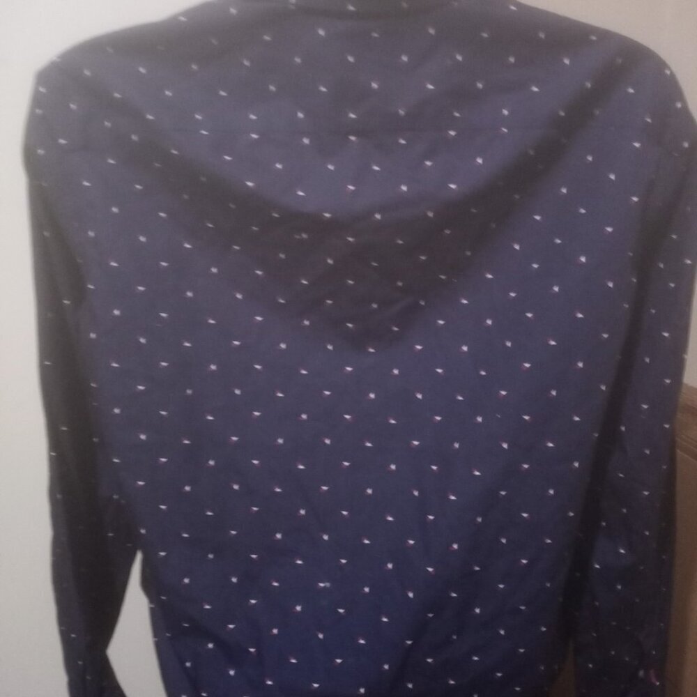 Untuckit Shirt Mens Large L Blue Geometric Nautical Preppy Performance Decoy WF - Picture 6 of 11